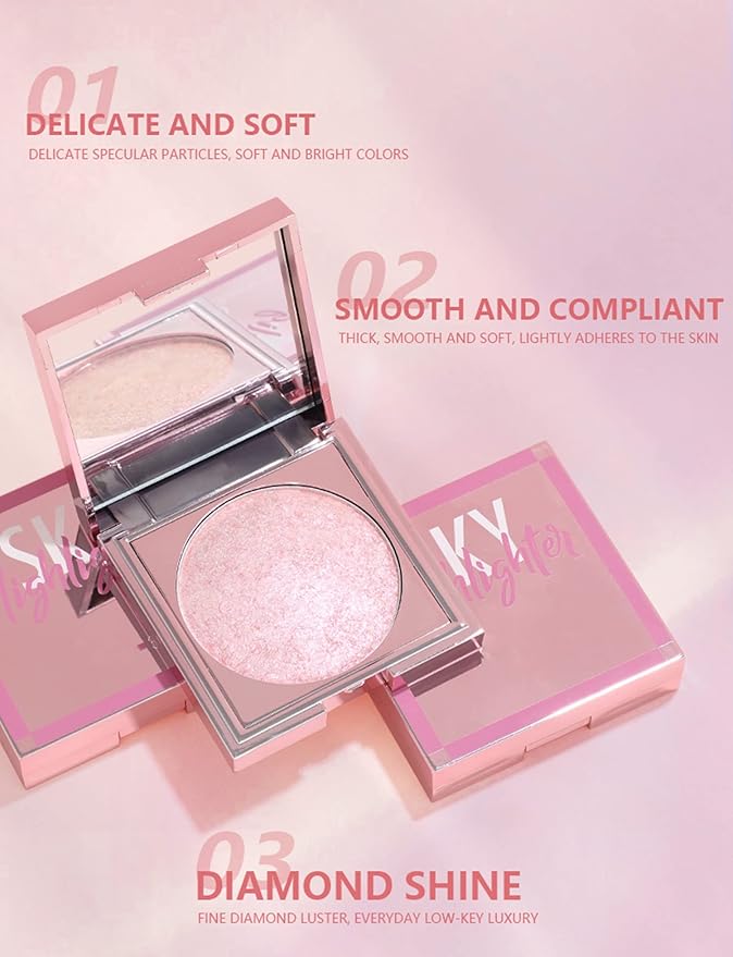 MAEPEOR Face Highlighter Palette 8 Colors Shimmer Glitter Pearl Highlighter Powder Sparkly Diamond Highlighting Palette for Face Cheek (07 Gold)