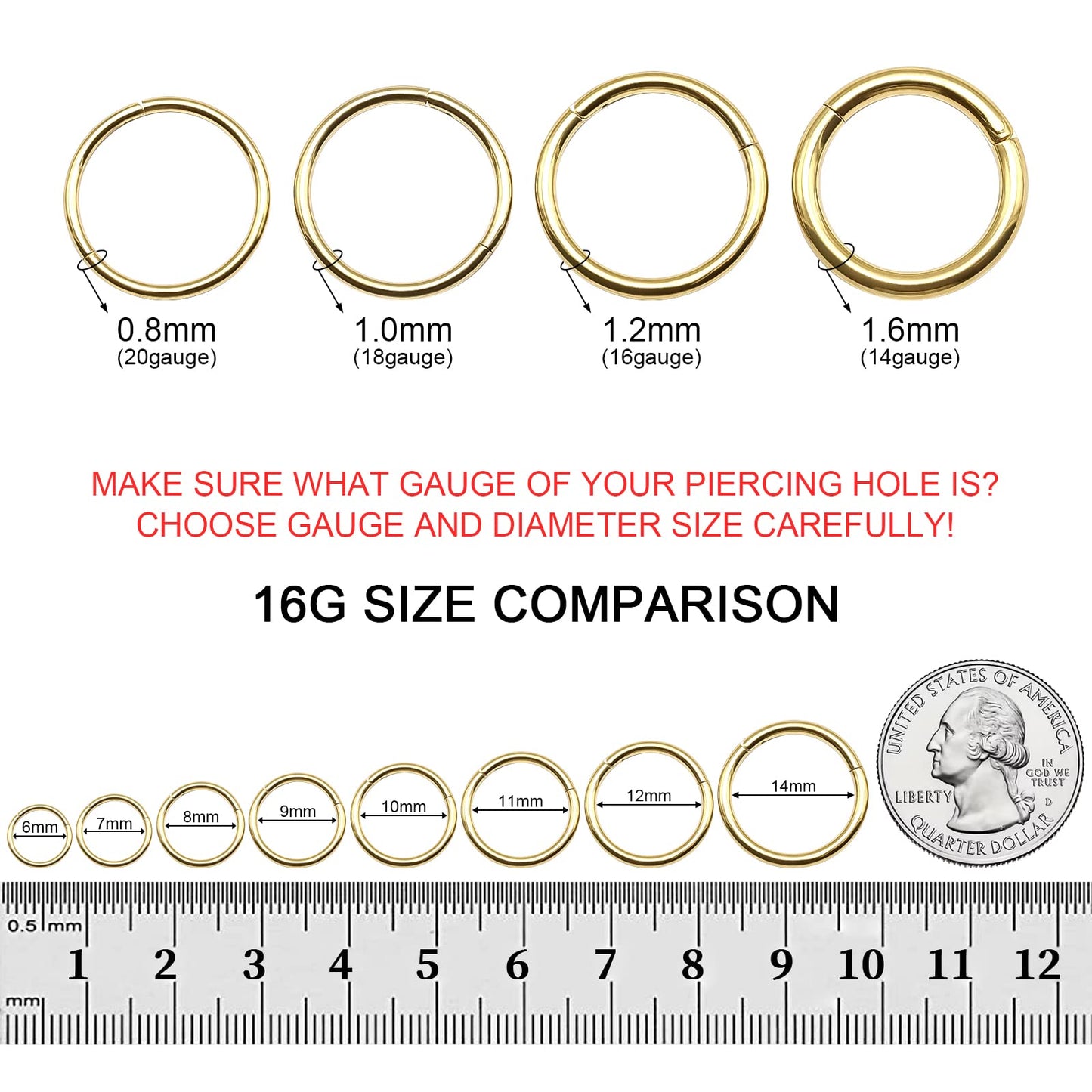BOGKU G23 Titanium Hinged Nose Ring Hoop 18 Gauge 8mm Septum Clicker Segment Rings Hypoallergenic Nose Rings Hoops Earrings Body Piercing Hoops