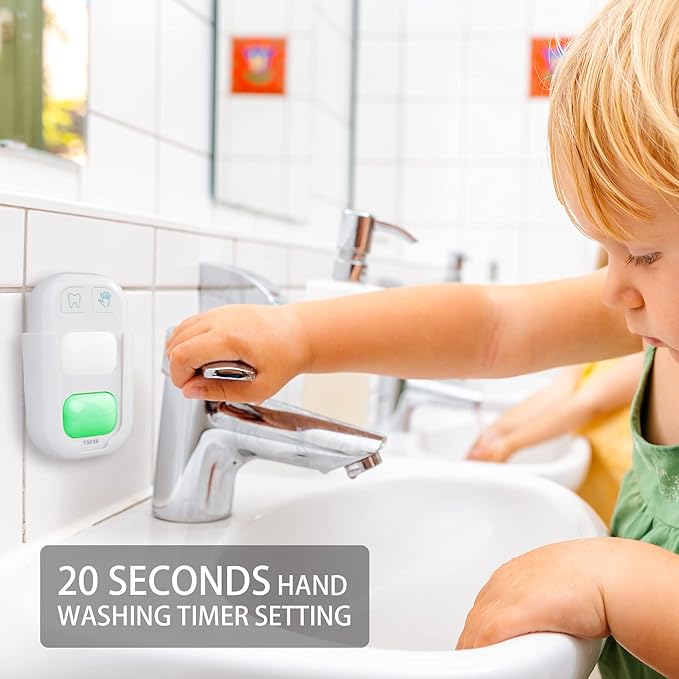 SOARING Toothbrushing Timer for Kids, Training 20 Second Hand Washing and 2 Minutes Teeth Brushing, Stick on Bathroom Timer for Children with Indicator Lights（2 Packs）