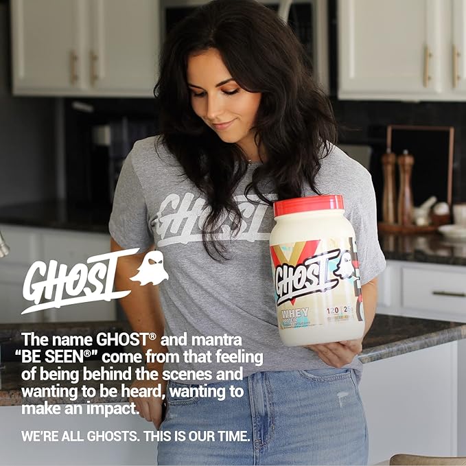 Ghost Whey Protein Powder, Coffee Ice Cream - 2LB Tub, 25G of Protein - Flavored Isolate, Concentrate & Hydrolyzed Whey Protein Blend - Post Workout Shakes - Soy & Gluten Free