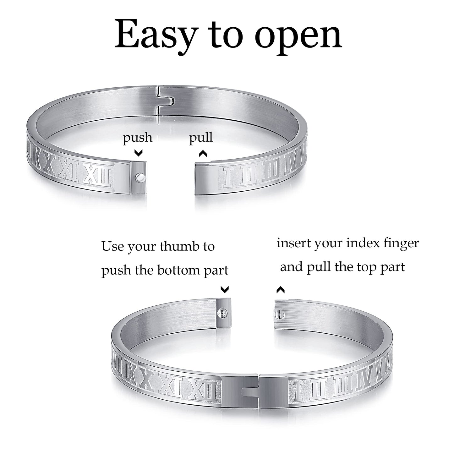 WFYOU 3PCS Stainless Steel Bracelets for Men Gold Roman Numeral Bangle Bracelet Twisted Cable Bracelet Adjustable Cuff Bracelet Mens Luxury Jewelry Bracelets Gifts(H:Gold&Silver)