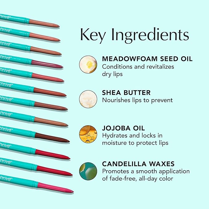 Thrive Causemetics Lip Filler Long-Wearing + Plumping Lip Liner, Shea Butter Hydrating Lip Plumper Retractable Lip Liner Pencil, Built In Sharpener, Vegan & Cruelty Free, Monique (Maple)