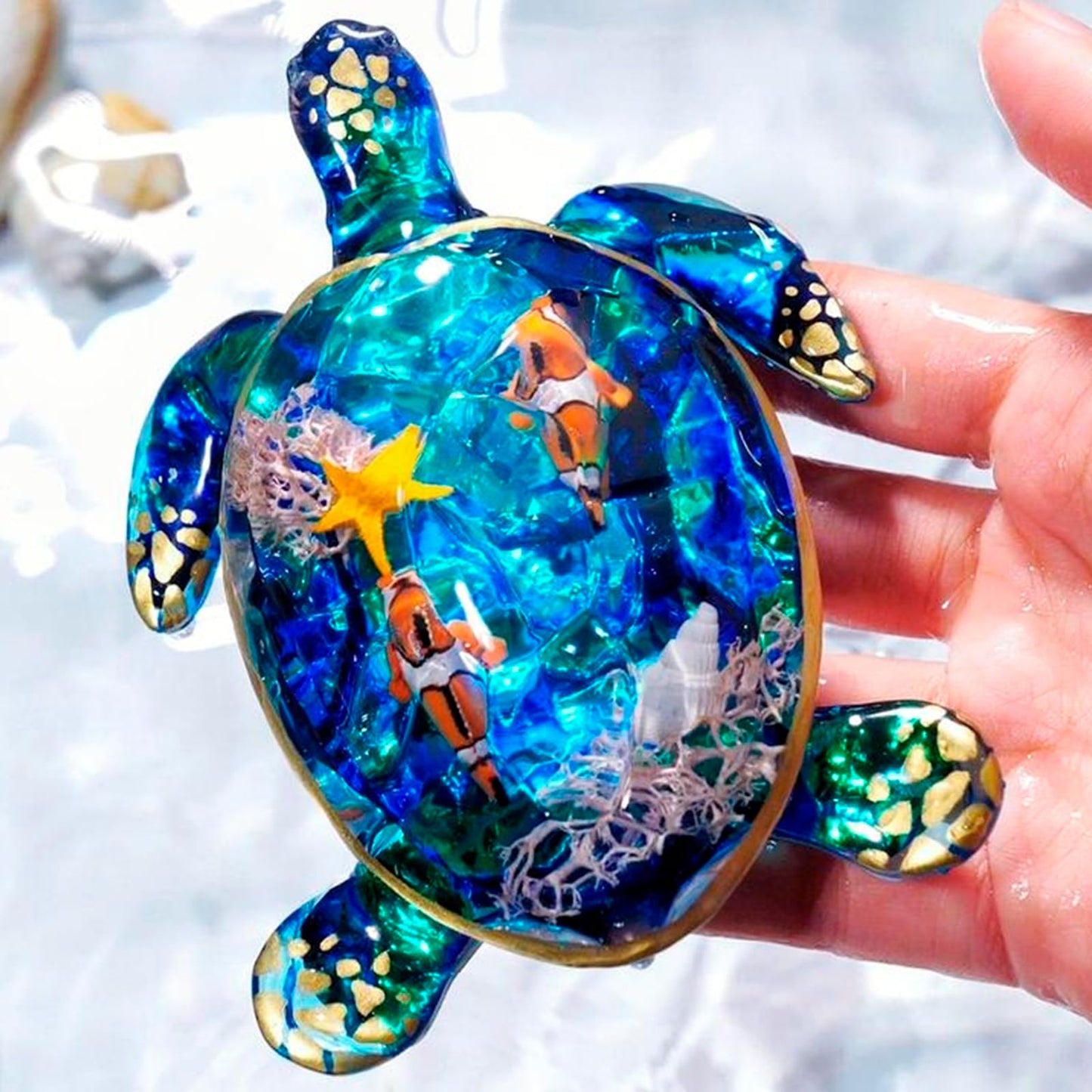LET'S RESIN Turtle Shape Resin Molds, 3D Animal Silicone Molds for Epoxy Resin, Large Sea Turtle Marine Art Silicone Resin Molds for Craft, Ocean Theme Night Lights, Home Decor