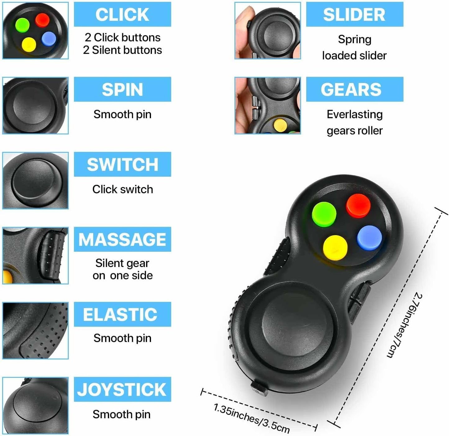 Dr.Kbder 5Pcs Fidget Toys Adults Set, Autism Sensory Pack with figette Cube Magnetic Rings Pad ADHD Stress Relief for Kids Teen, Cool Gadget Desk Spinner Christmas Stocking Stuffer