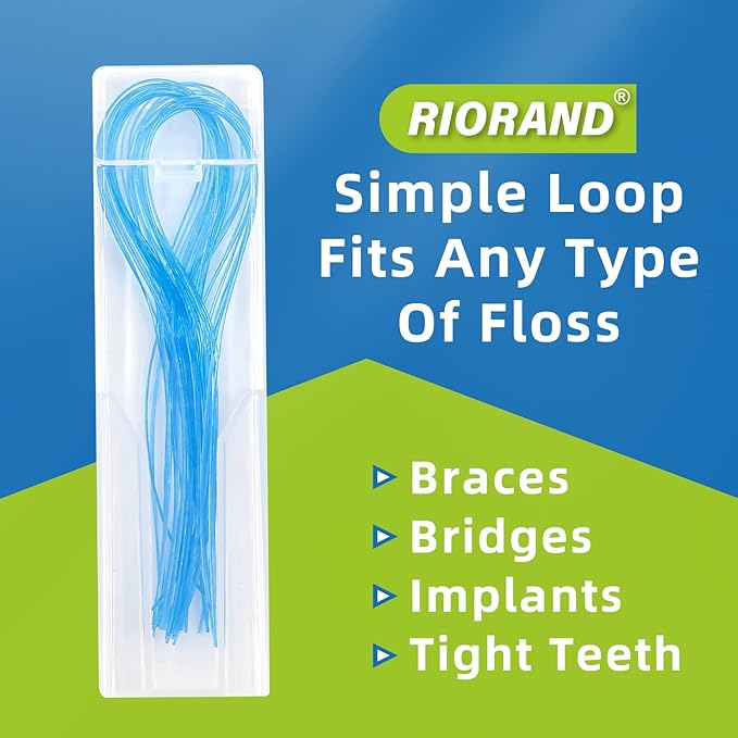 RioRand Floss Threaders,Essential Tool for Maintaining Oral Health with Braces, Bridges, and Implants 150 Count (Pack of 3)