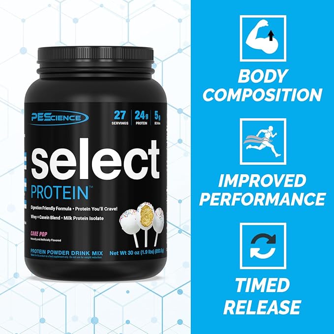 PEScience Select Low Carb Protein Powder, Cake Pop, 27 Serving, Whey and Casein Blend, Keto Friendly, Gluten Free, Best Tasting, Clean Isolate for Women and Men