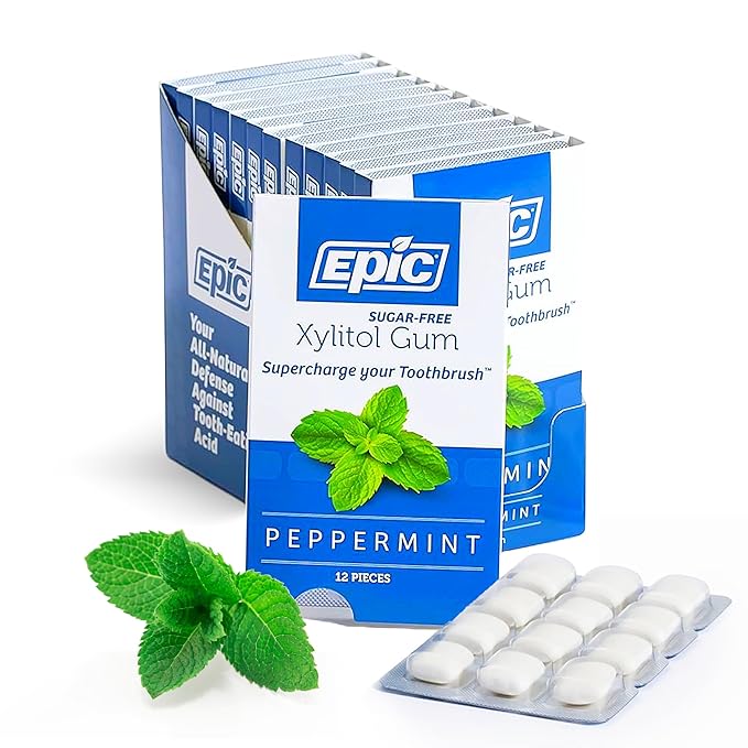 Epic Dental Sugar Free Oral Care Set – 144-Piece Peppermint Gum, 360 Peppermint Mints, 2 Tubes Spearmint Fluoride Toothpaste – Aspartame Free, Dentist Approved, Helps with Dry Mouth & Cavity Care