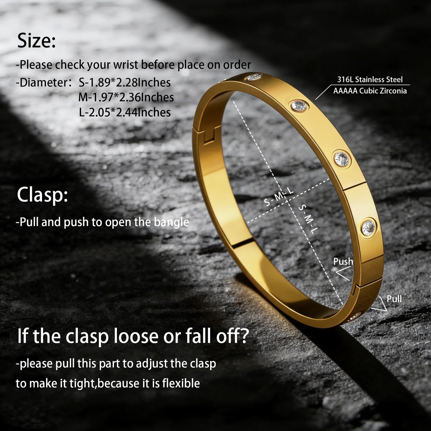 PCY Gold Bracelets For Women,3PC Bangle Gold Plated Bracelets For Women,Trendy Statement Cuff Stackable Bangles Set,Fashion Jewelry for Women. (Medium, Love Gift)