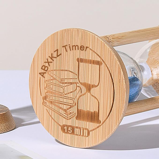 Large Sand Timer,Wooden Hourglass,15 Minute Sandglass Timer,Wood Sand Clock 15 Min,Sand Watch for Study,Yoga,Cooking,Desk Decor & Gift,Blue
