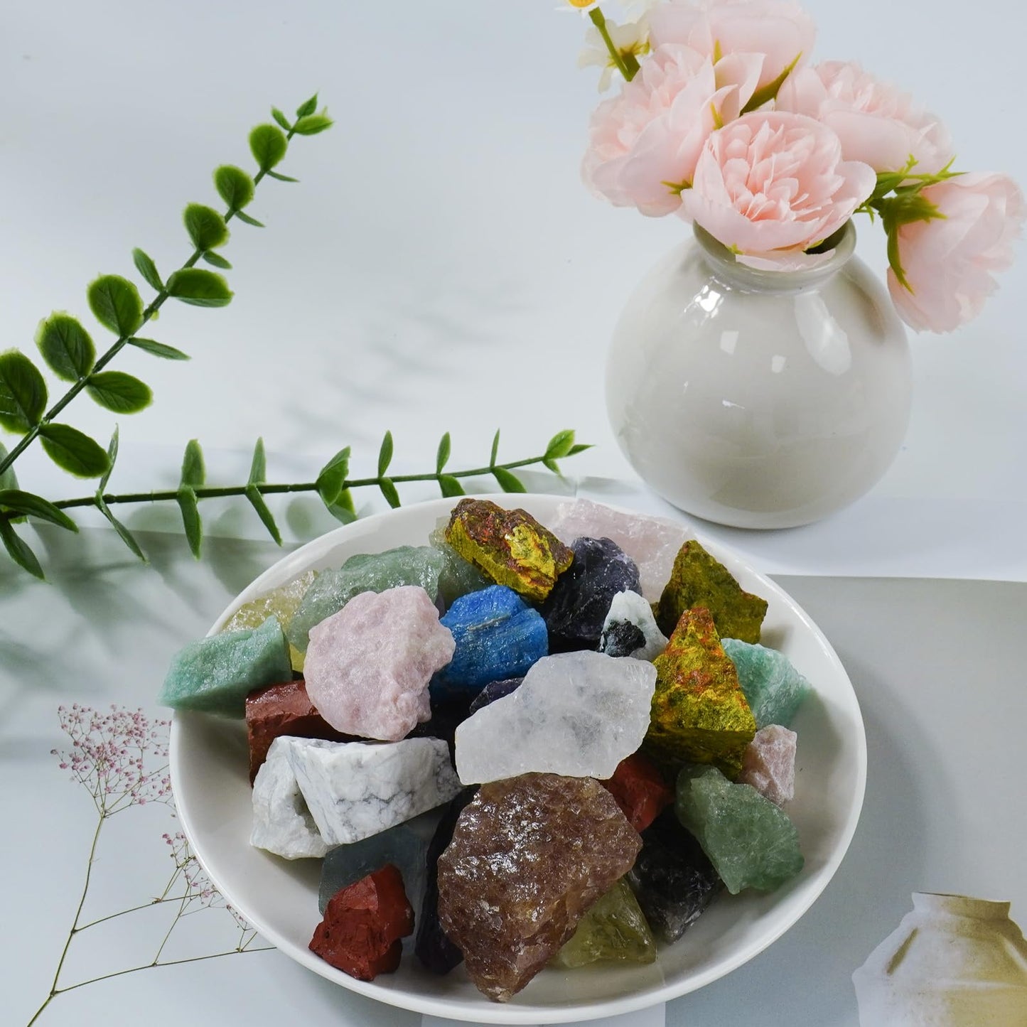Raw Crystals, Large 1.2-2.0" Healing Crystal Natural Rough Stones for Intuition,Chakra,Meditation,Decoration,Polishing,Energy Work (Pink Opal, 3.5oz-1.2-2.0"raw Crystals)