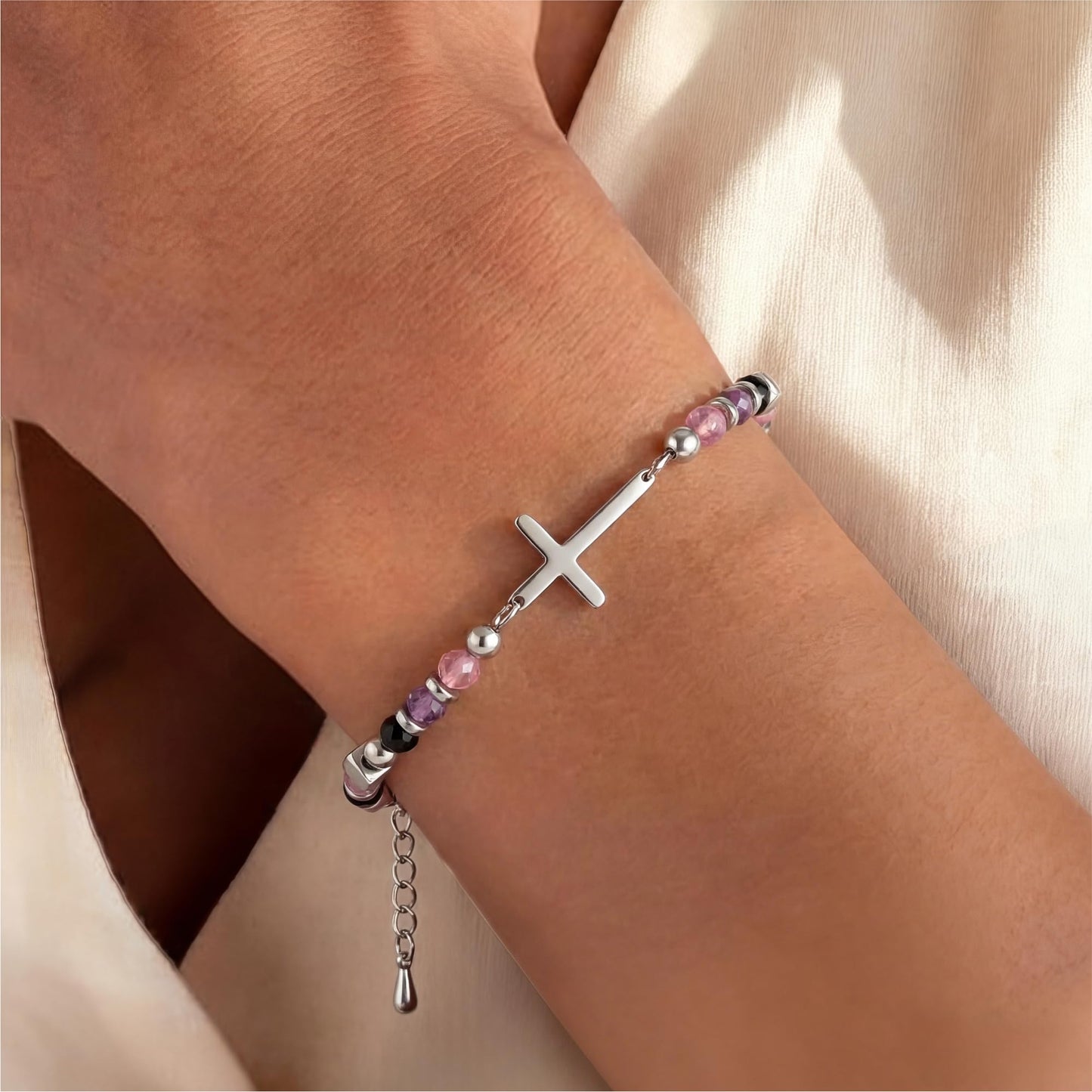 First Communion Gifts for Girls, First Holy Communion Gifts for Teen Girls, Religious Christian Cross Bracelets for Women, Easter Faith Bracelets Dainty Anxiety Relief Jewelry for Her