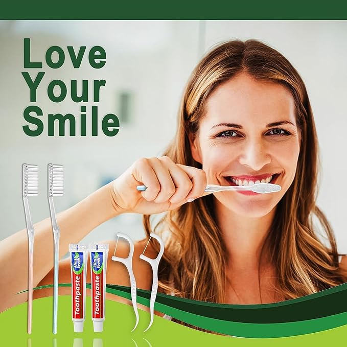 500pcs Disposable Toothbrushes with Toothpaste Floss Individually Wrapped, 2 Color Disposable Toothbrush,10g Toothpaste,Floss Pick,Bulk Toothbrush Kit for Homeless,Airbnb,Hotel