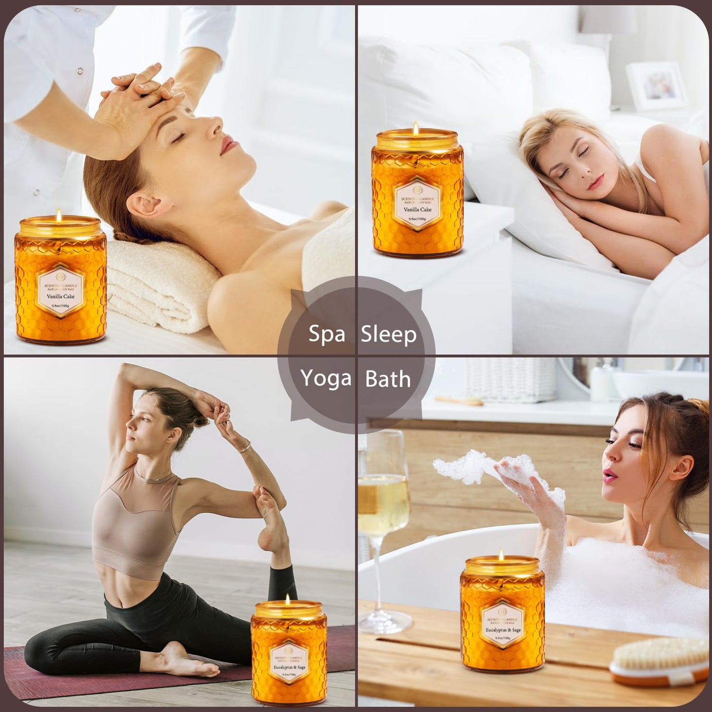6 Pack Natural Soy Wax Jar Candles for Home Scented, Aromatherapy Gifts Sets for Women, 33 oz 240 Hour Long Lasting Candles Gifts for Birthday | Valentine's Day | Amber Candles|