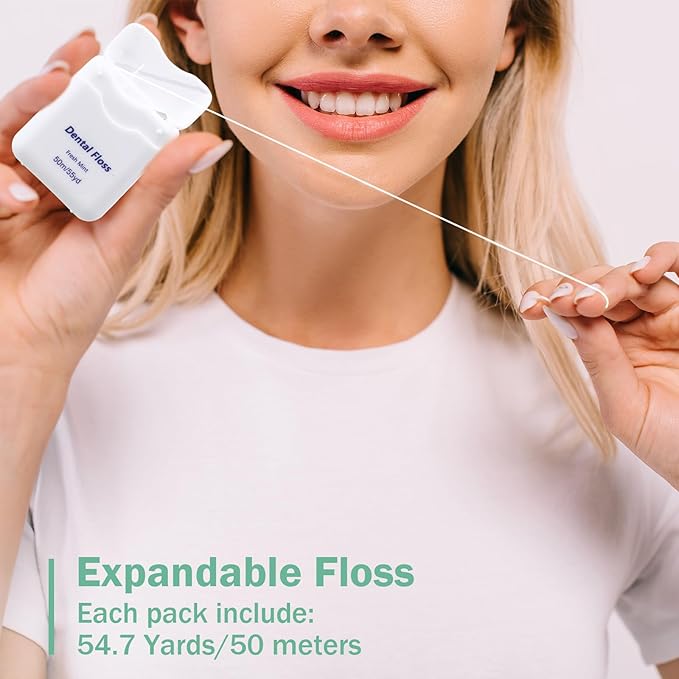Mimorou 60 Pack Dental Floss Bulk Mint Flavored 50m Each Travel Dental Floss Oral Care for Teeth and Gum Protection(White)
