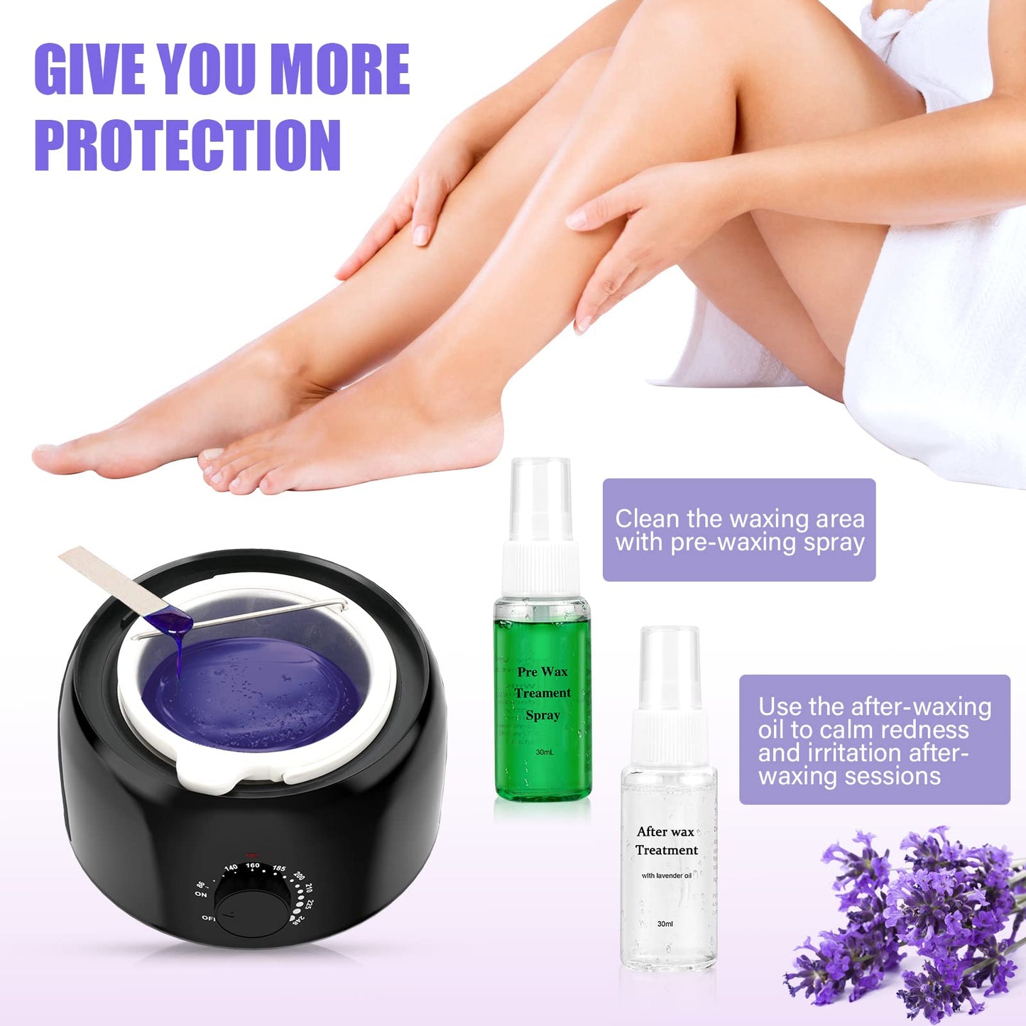 Waxing Kit - TIKESI Wax Warmer for Hair Removal, Hard Wax Kit with 14oz 5 Bags Hard Wax Beans for Full Body, Legs, Face, Eyebrows, Bikini, Brazilian Waxing Kit for Women Men