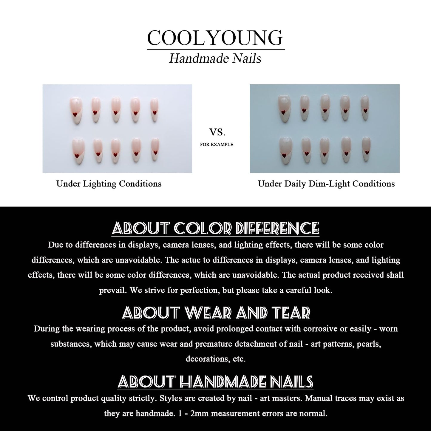 Handmade Press On Nails, Press On Nails Coffin, Black Press On Nails, Ombre Nails, Press On Nails With Designs, Medium Press On Nails, Reusable Nails, Woman Gifts, COOLYOUNG Nails, 10 PCS, Size S