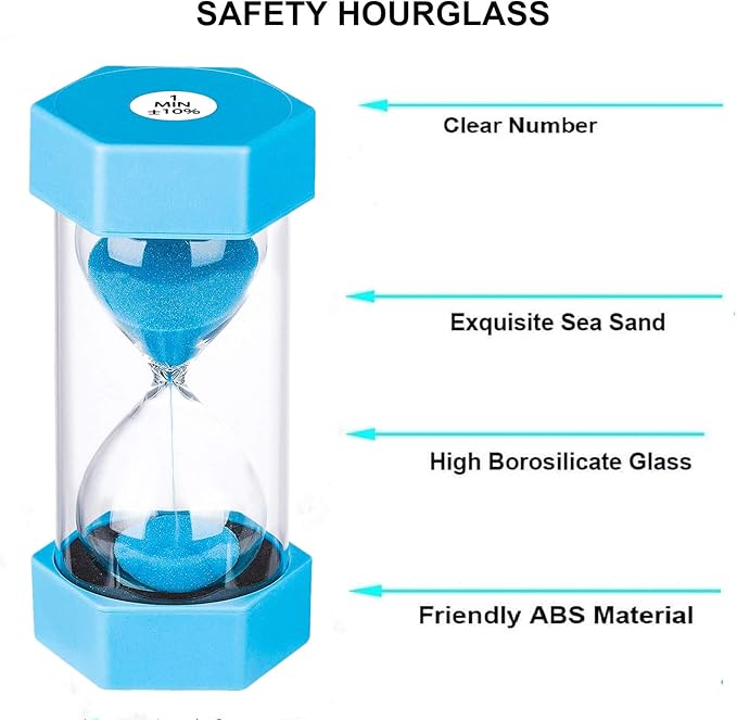 SuLiao Hourglass Sand Timer 60 Minute: Plastic Sand Clock,Giant Blue Sand Watch 60 Min,reloj de Arena 60 min,Unique 1 Hour Glass Colorful Sandglass Timer for Kids, Games, Classroom, Decorative
