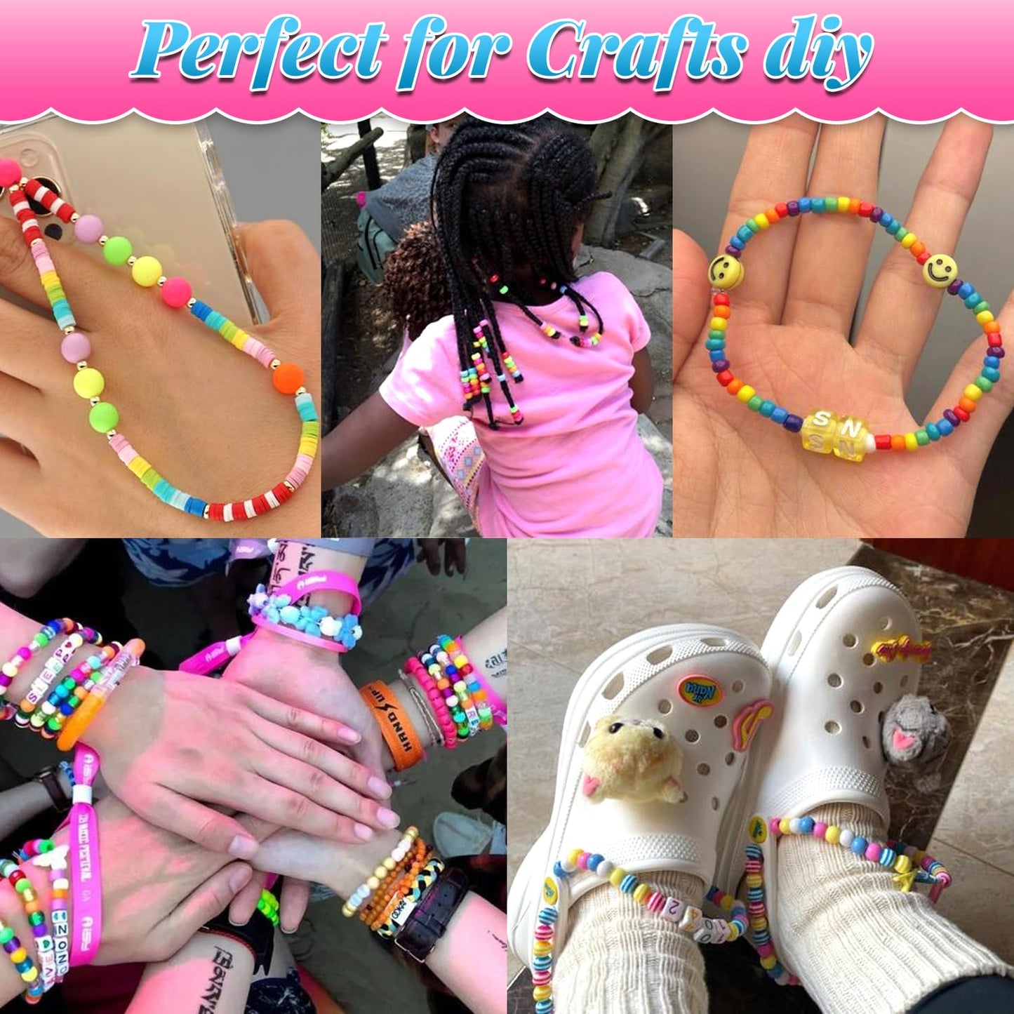AIPRIDY 3600 Pcs Girls Toys Bracelet Making Kit, Unicorn/Mermaid Jewelry Activity, Flat College Style Beading for Friendship Jewelry Making, DIY Crafts for 4-12 Girls Birthday Christmas Gifts(Aqua)