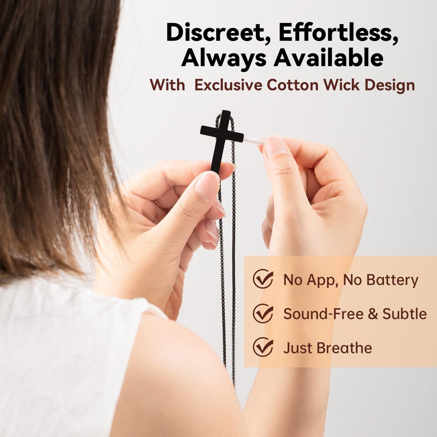FUNPAR Cross Breathing Necklace for Anxiety Relief and Relaxation, Breathlink Design Quit Smoking Aid, Stainless Steel Mindfulness Tool to Calm, Stylish Wellness Gift for Adults(Silver)