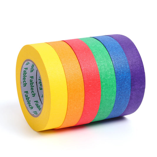 Fablech 6 Rolls Multi-Color Painter's Tape, 0.94 Inch x 60 Yards,Artisan Grade Residue-Free Masking Tape, Decorative Multi-Surface Tape for Wall Trim, Painting, Art, Classroom, Labeling & Home DIY