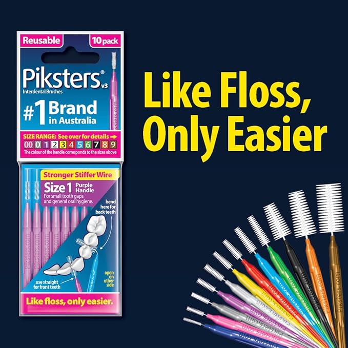 Piksters Interdental Brushes, 35 pk, Size 2, Interdental Tooth Brush for Small & Medium Gaps, Gum Soft Bristles for Plaque Removal, Safe for Braces