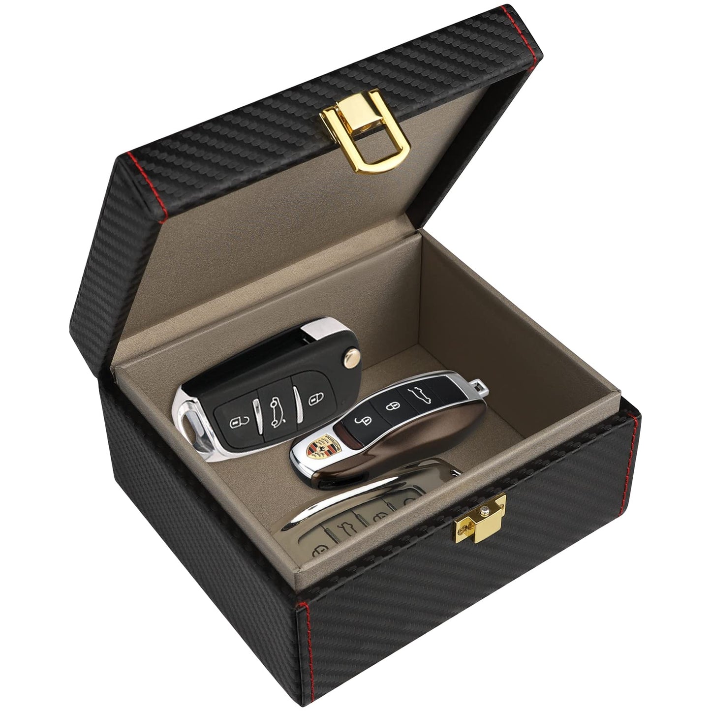 Diyife Faraday Box, [Carbon Fiber Texture] RFID Box for Car Keys, Key Fob Protector, Signal Blocker for Keyless Fob, Large Car Key Signal Blocker Cage, Signal Blocking Box for Car Keys Phones