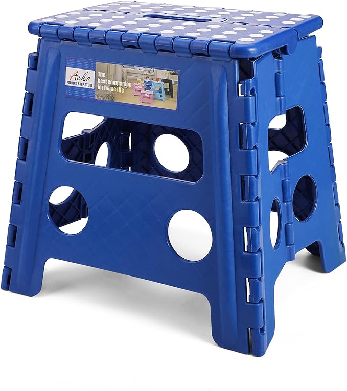ACKO Folding Step Stool -13 inch Height Premium Heavy Duty Foldable Stool for Kids and Adults, Kitchen Garden Bathroom Stepping Stool