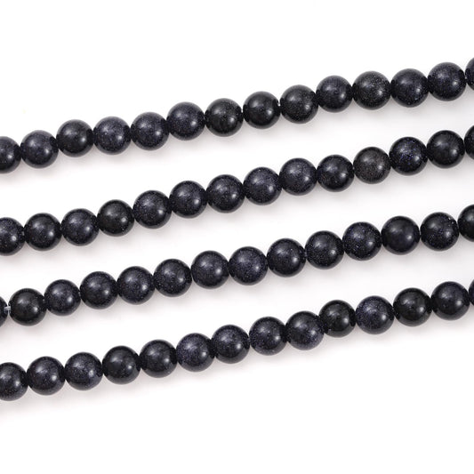 8mm 45pcs DIY Natural Blue Sandstone Stone Beads Round Healing Crystal Gemstone Loose Beads for Jewelry Making Handmade Bracelet Necklace