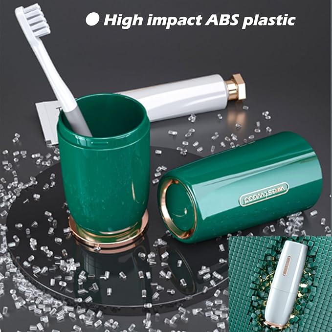 Luxury White Plastic Travel Toothbrush Holder Case with Cover, Portable Travel Toothbrush Cup, Storage Container for School Camping Business Trip Bathroom
