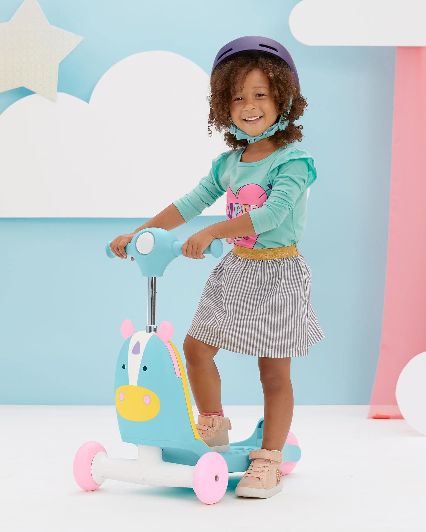 Skip Hop Kids 3-in-1 Baby Activity Push Walker & Ride On Scooter Toy, Unicorn