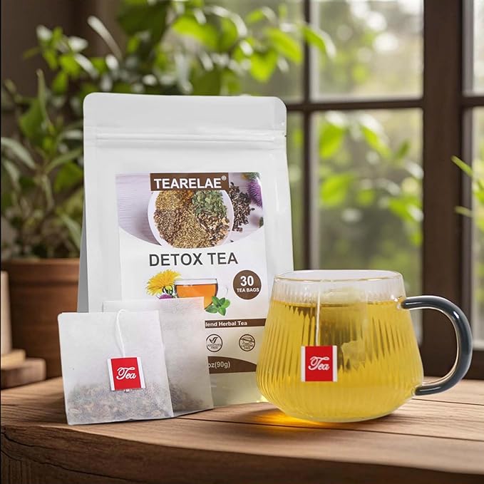 TEARELAE - Detox Tea, 30 Count Herbal Liver Detox Tea Bag - Milk Thistle Seed, Dandelion Root, Licorice Root, Fennel, Turmeric, Peppermint - Support Liver Function