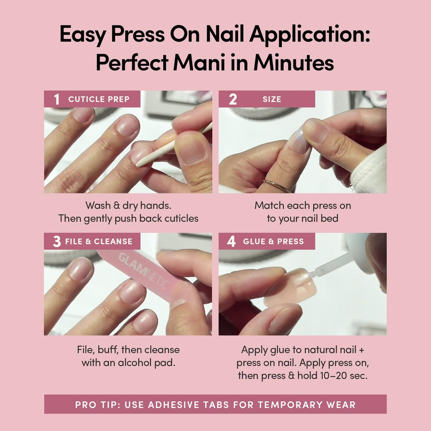 Glamnetic Press On Nails - Short Almond Fake Nails with Polka Dot French Tips, Glossy Finish | Salon Quality | Vacation Nails | Polka in Positano | 15 Sizes - 30 Nail Kit with Glue