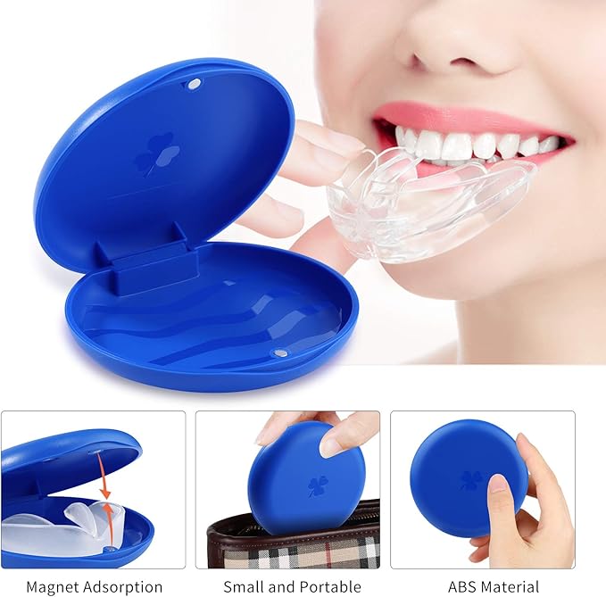 (2 Pack) Retainer Cases,Solid Orthodontic Retainer Cases (Blue)