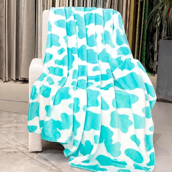 Blue Throw Blanket Soft Fleece Blankets Cyan Blue Lightweight Fuzzy Blanket Gifts Decor Stuff for Girls Women Teen Couch Bed