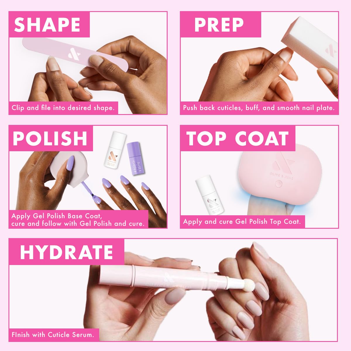 Olive & June Gel Polish | UV LED Nail Lamp Needed | Long Lasting Formula | Up to 21 Days of Wear | Damage-Free Removal | Salon-Quality Manicure, Pedicure at Home | Atlas | Pearly White