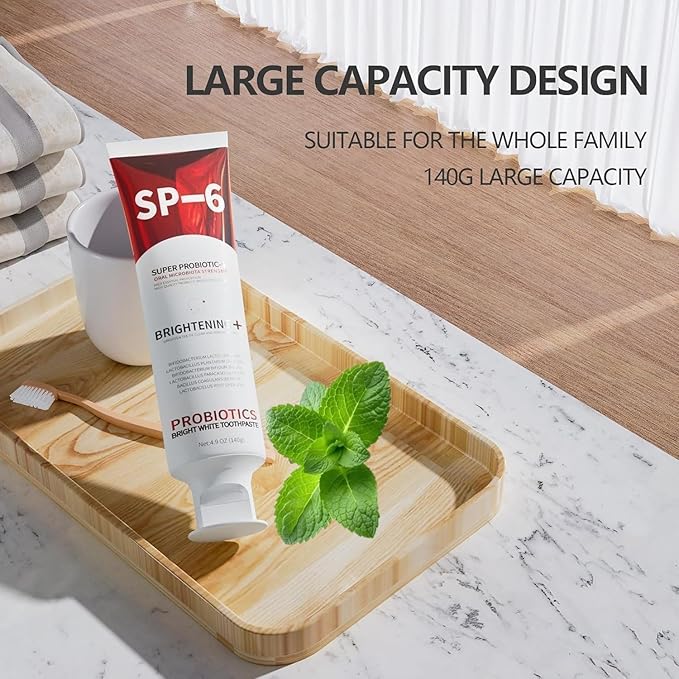 Sp-6 Probiotic Whitening Toothpaste, Sp-6 Ultra Whitening Toothpaste, with a Fluoride Free, Fresh Breath and Mint Flavored Enhancement Formula, Beneficial for Oral Health! 3pc (3)