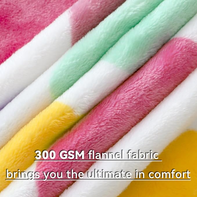 GEULAY Colorful Throw Blanket 50x60 - Cozy Multi Color Fleece Blanket for Bed, Couch, Sofa, Bedroom, Home Decor - Rainbow Gifts for Teens & Kids Birthday Christmas