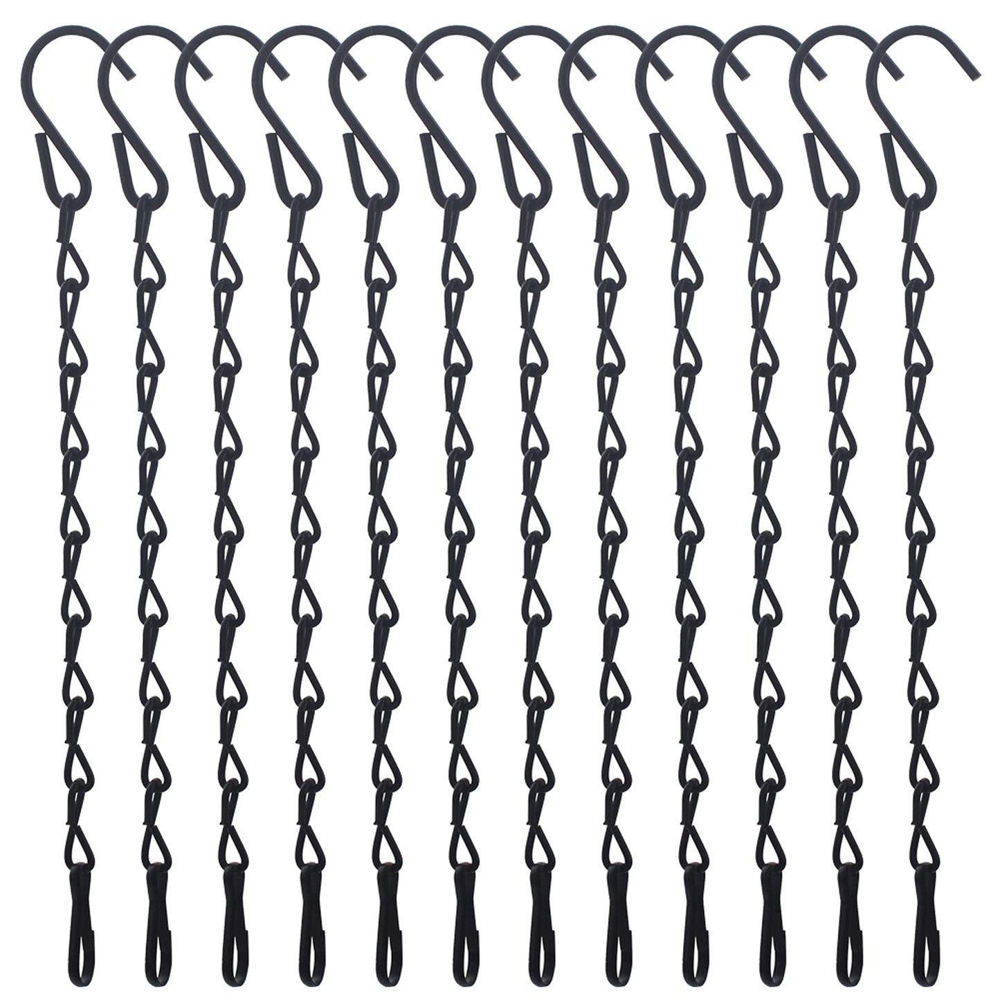 HAZOULEN Black Hanging Chains for Bird Feeders, Lanterns, Planters and Decorative Ornaments, 12 Pack, 10-Inches