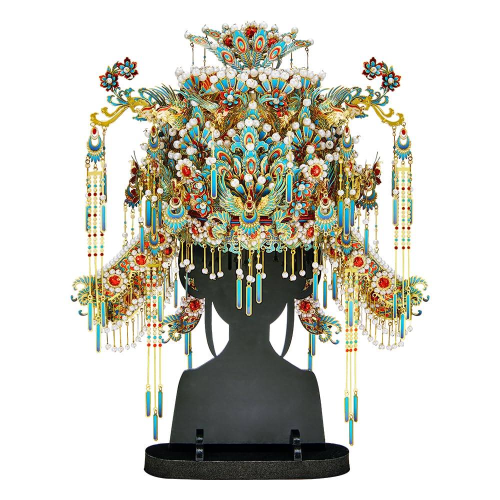 Piececool 3D Metal Puzzles for Adults, Chinese Kingfisher Phoenix Tiara Model Kits DIY Hobbies Crafts for Adult Difficult 3D Puzzles for Women, Home Decor Family Time Best Gifts