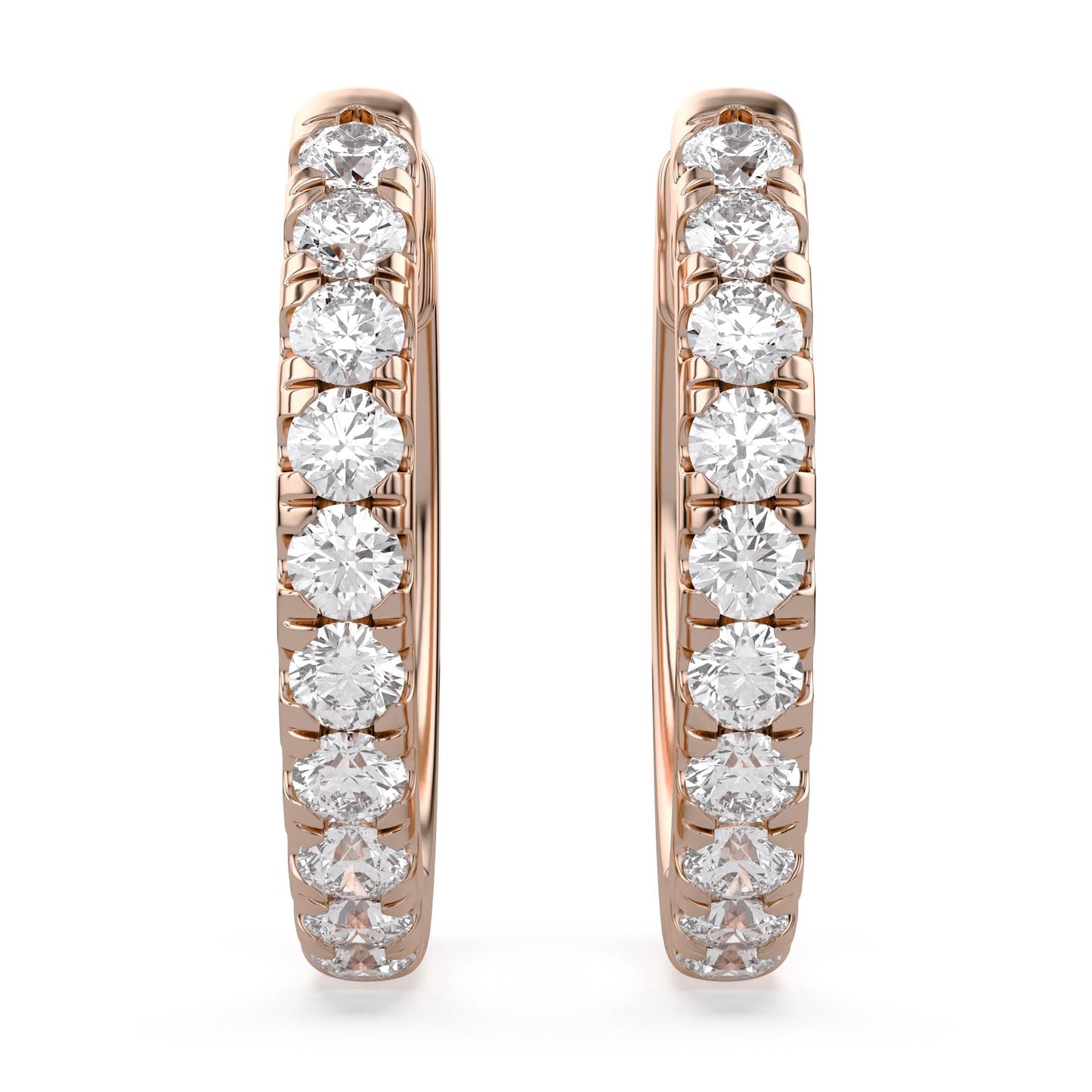 Huggie Hoop Earrings For Women, 1/4 Carat Round Shape Lab Grown Diamond Wedding Bridal Hoop Earrings In 14K Rose Gold Over Sterling Silver Jewelry for Her (0.25 Cttw)
