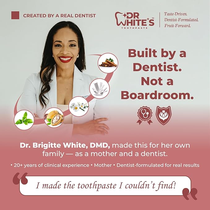 Dr. White’s Fluoride-Free nHA Toothpaste 2-Pack; Dentist-Formulated, Nano Hydroxyapatite + Xylitol, Sensitivity Relief Complex™, Mint-Free, Enamel Safe, Swallow-Safe (3.5 Oz, Cherry Bloom)