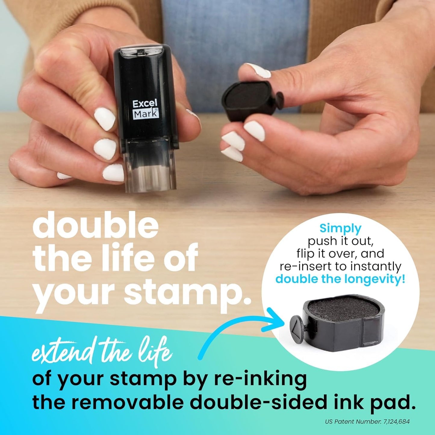 ExcelMark Round Teacher Stamp - Solid Star - RED Ink