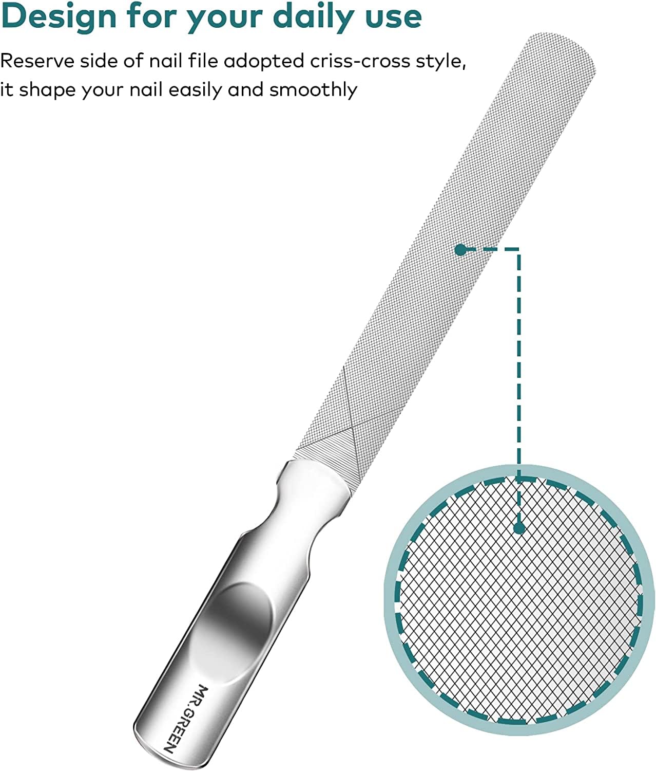 Large Stainless Steel Nail File with Medium Pointed Stainless Steel Nail File