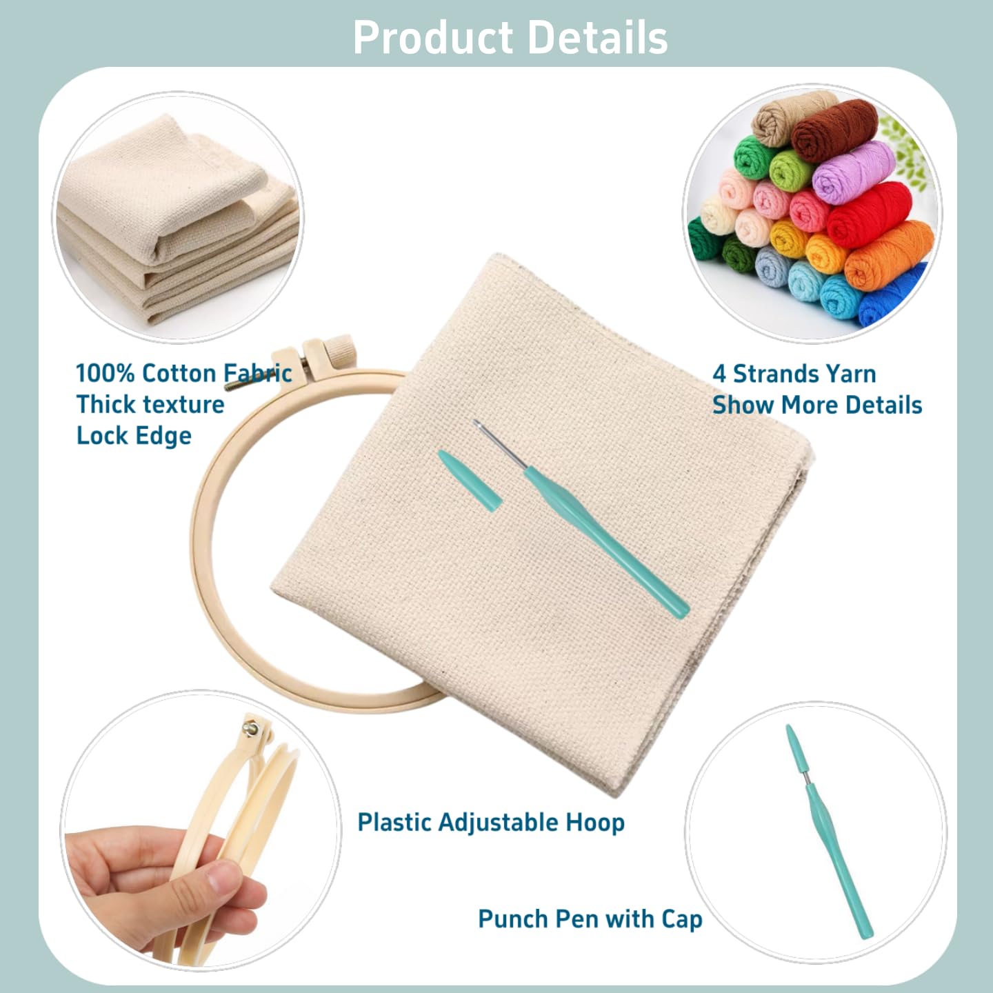 Punch Needle Kits Poodle Dog and Flowers Embroidery Starter Set with Hoop Easy for Beginners DIY Stress Relief Handmade Craft Hobby and Home Decor 20x20cm-6