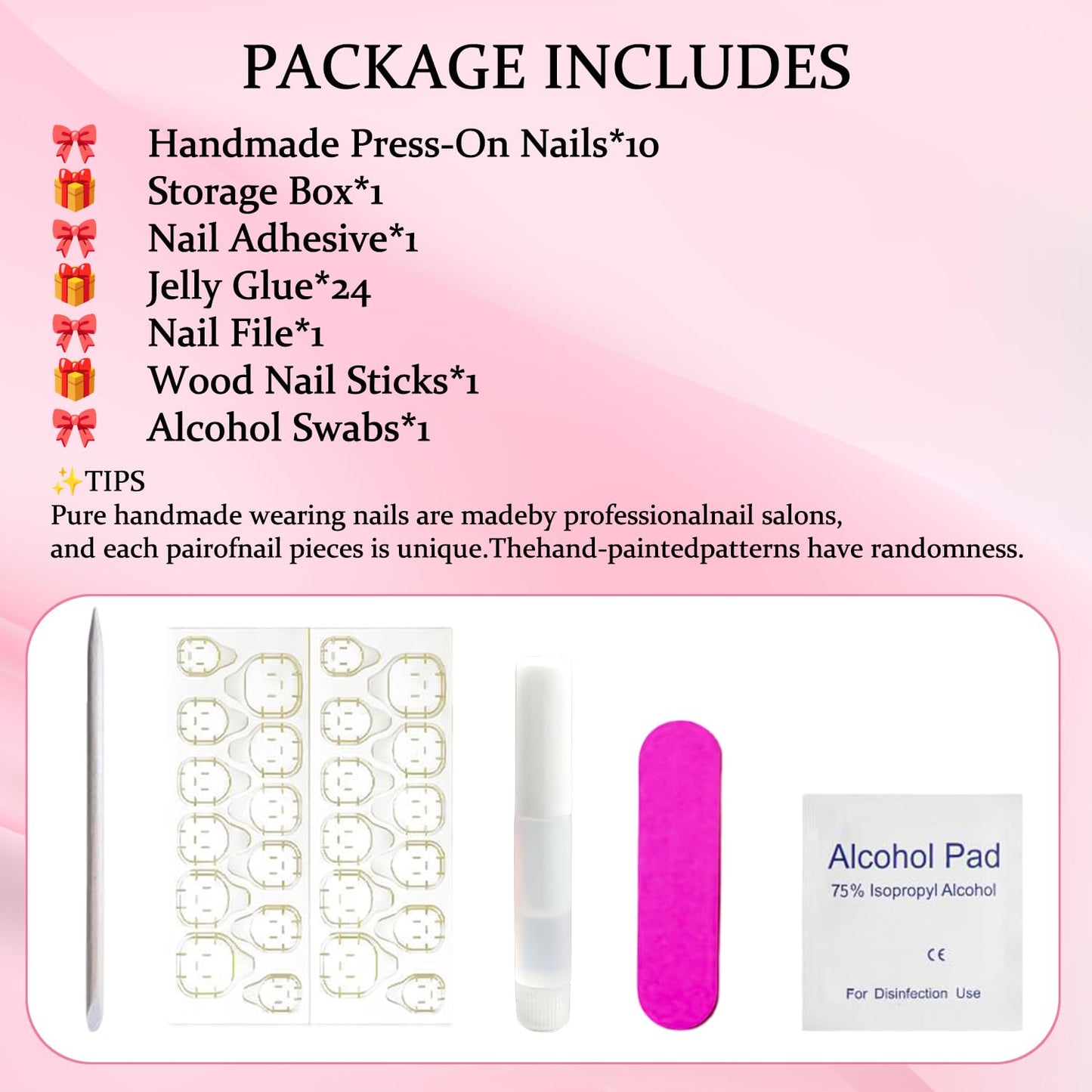 Handmade Nails French Press on Nails Long Square Fake Nails with Glue,Glitter Butterfly False Nails with 3D Flower Designs Orange Thick Nails Reusable Nature Stick on Nail for Wome (Size S)