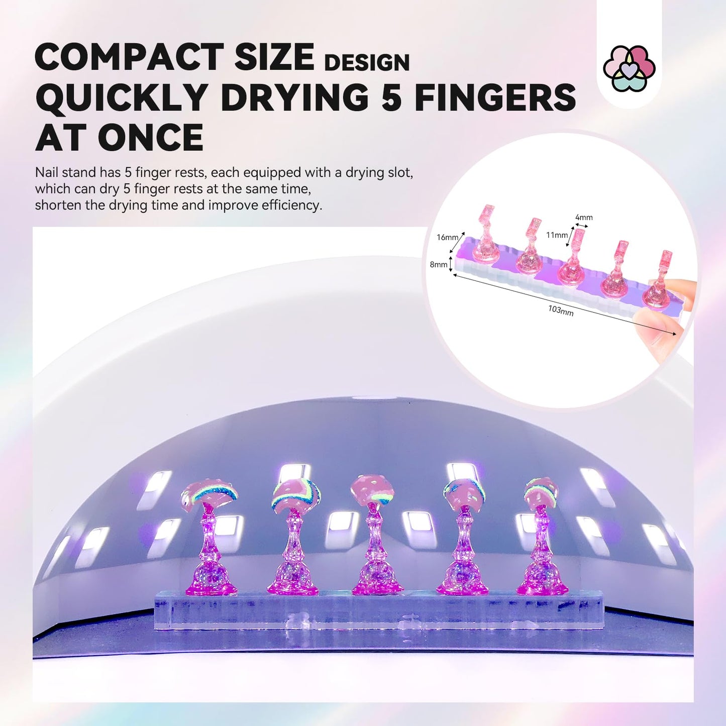SAVILAND Nail Stand for Press On Nails Display:15pcs Nail Stand Set 3X Strong Magnet Fake Nail Holder Painting Strong Nail Glue for Acrylic Nails Press On Nails: Extra Strength Nail Glue 5 g