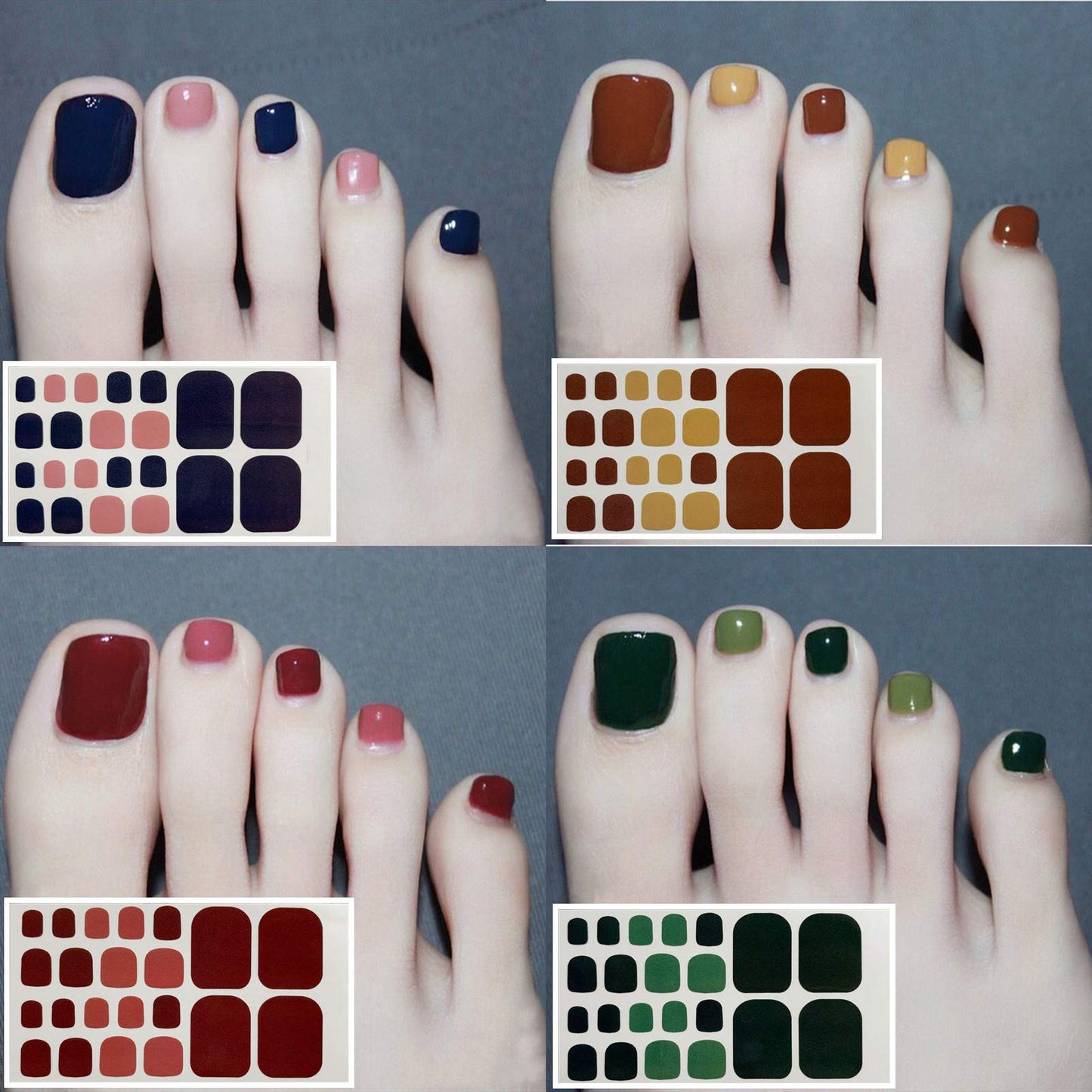 SILPECWEE 20 Sheets Toenail Polish Strips for Women Toe Nail Stickers Full Nail Wraps Self Adhesive Gel Nail Strips Toes Manicure Sticker for Nail Art Accessories with Nail File
