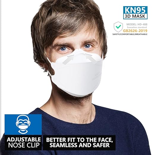 KN95 Face Masks 50 Pack, Breathable Comfortable and Disposable KN95 Mask, White
