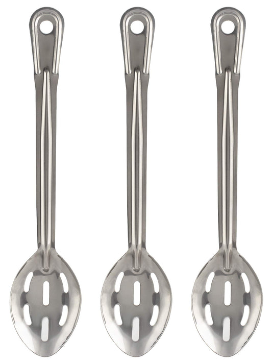 Perforated Stainless Steel Spoon - Serving Slotted Spoons for Restaurant - Large Metal Commercial Tablespoon for Cooking 3 Pcs