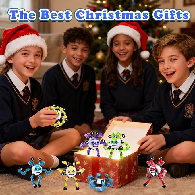 5 PCS Transformable Fidget Spinners Toys for Kids and Adults Stress Relief Sensory Toy for Teens Boys Autism Cool Fingertip Gyros Boy Girl Travel Party Favors Birthdays Gifts Stocking Stuffer